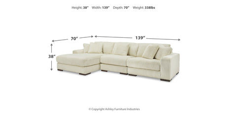 Lindyn Ivory 3-Piece Sectional with Ottoman from Ashley Furniture - Luna Furniture