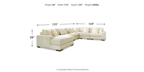 Lindyn Ivory 6-Piece Sectional with Ottoman from Ashley Furniture - Luna Furniture