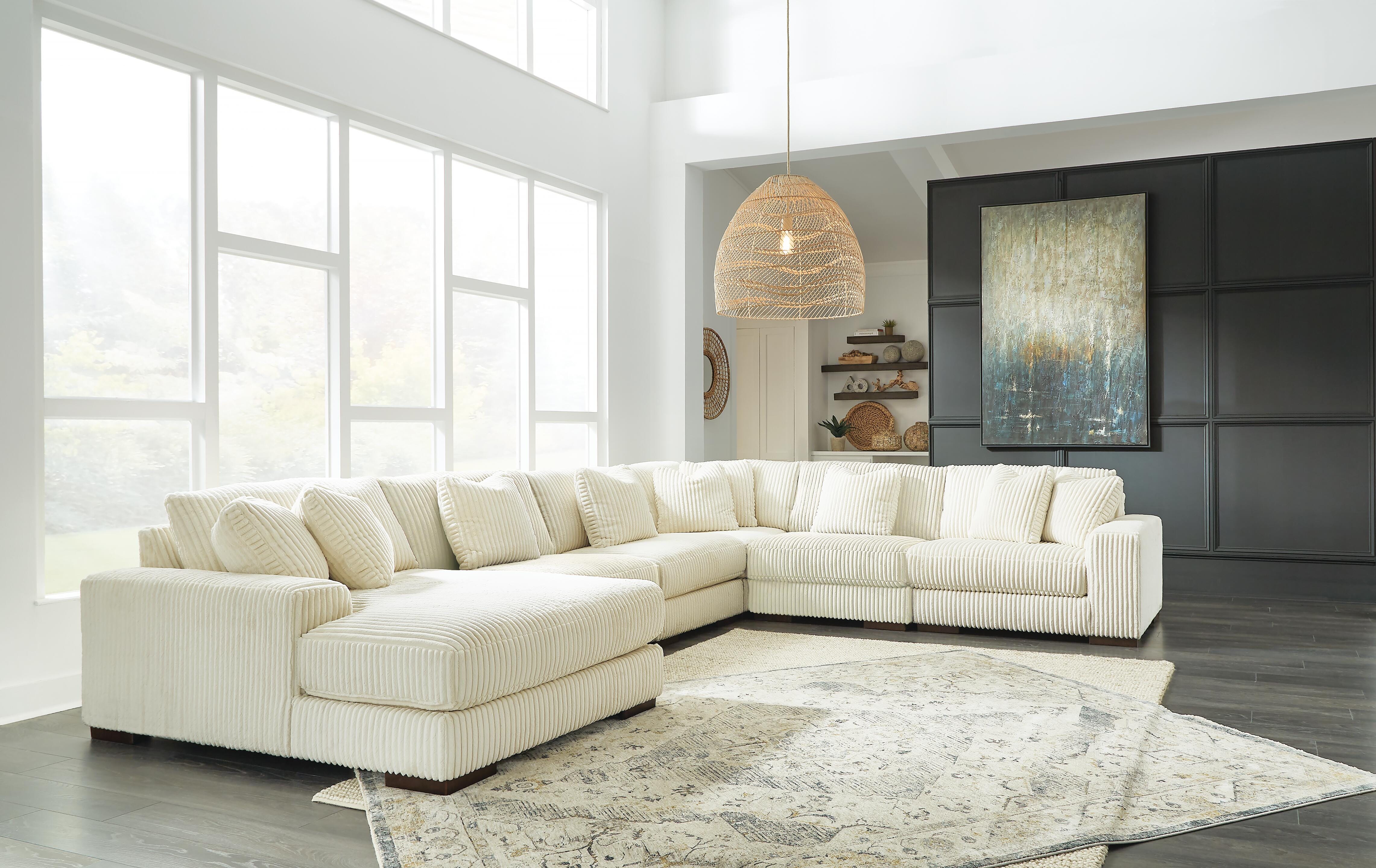 Ashley Lindyn Ivory 6-Piece LAF Chaise Sectional – Luna Furniture