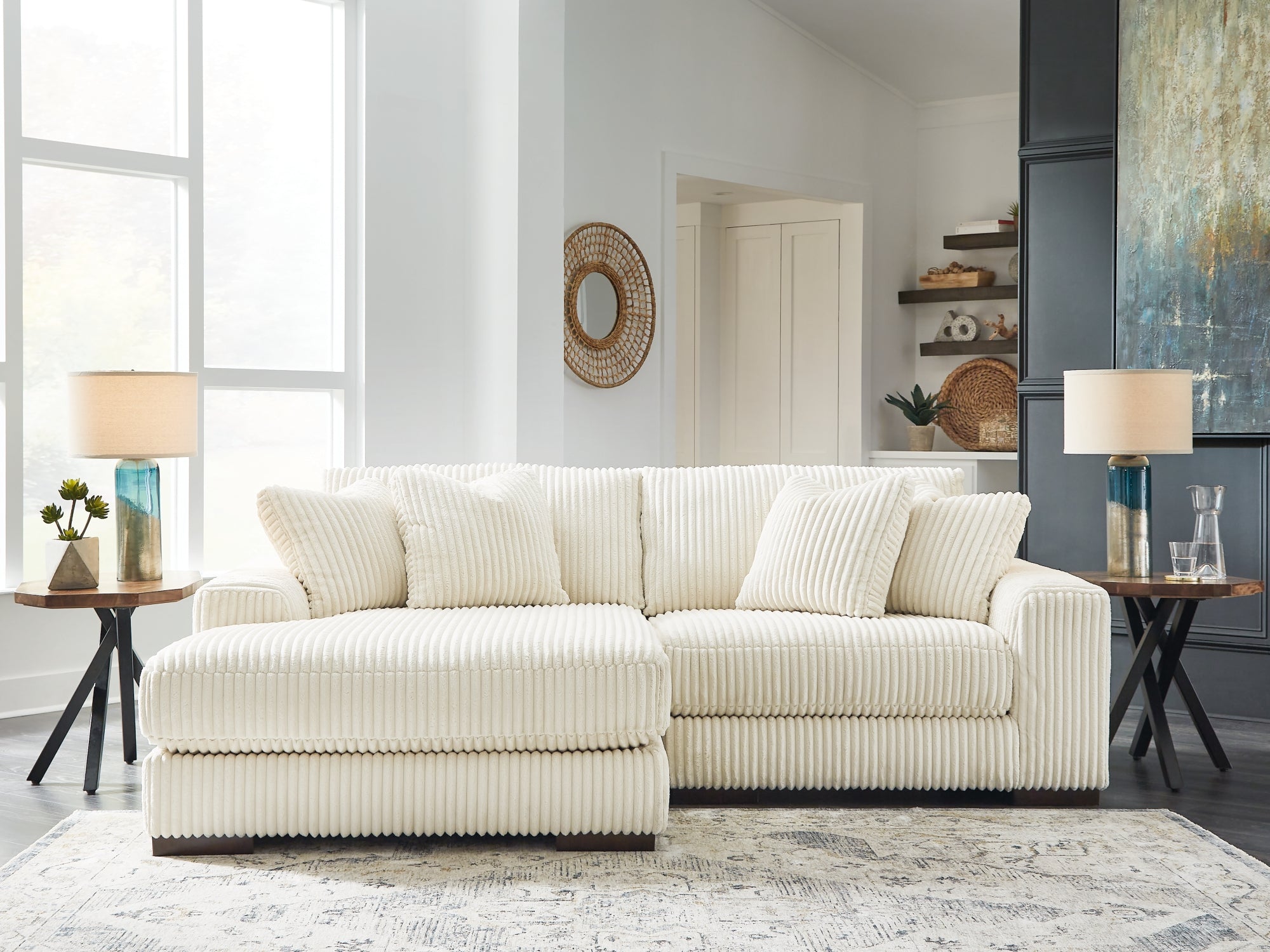 Lindyn Ivory 2-Piece LAF Chaise Sectional – Luna Furniture