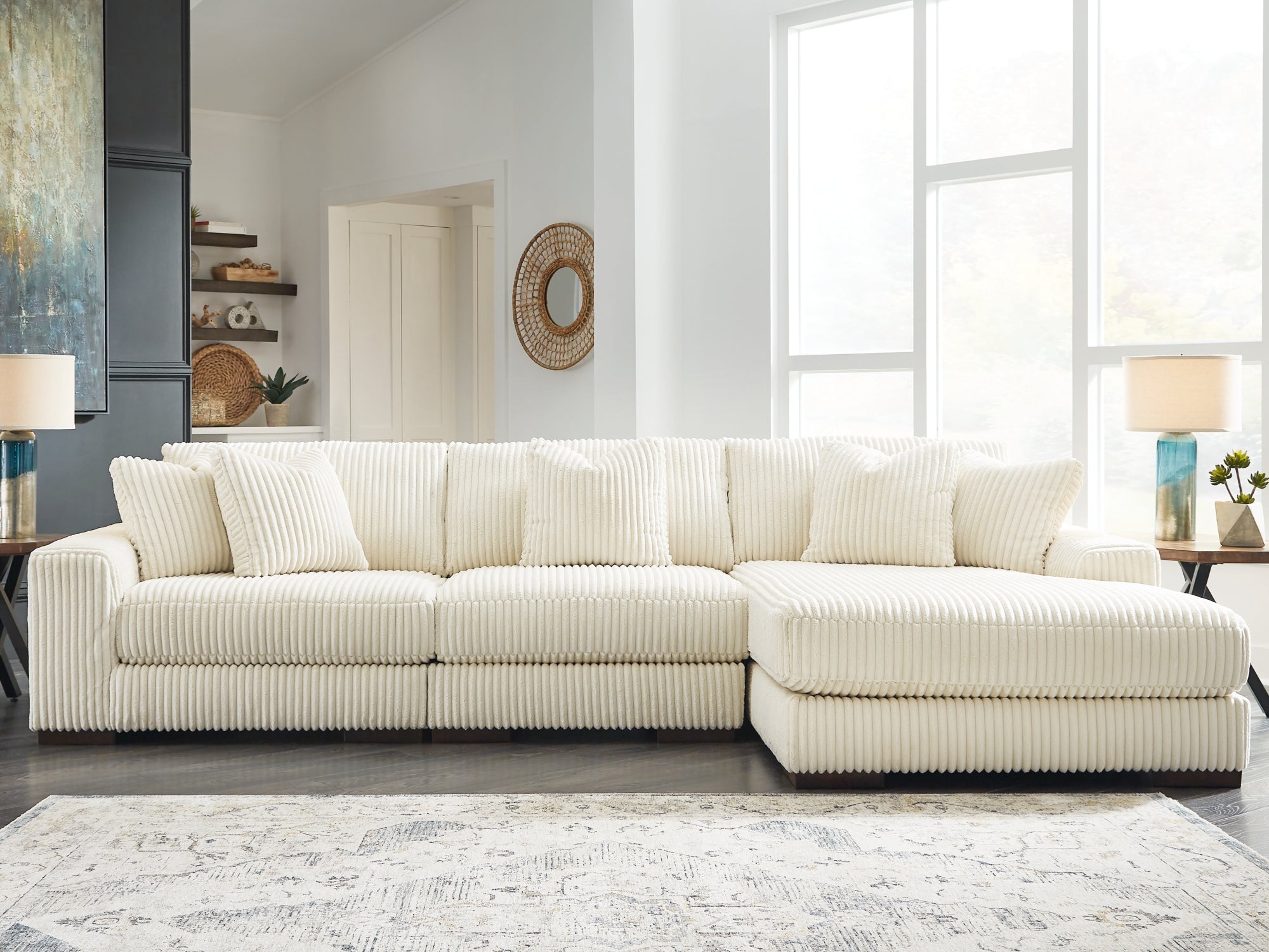 Ashley Lindyn Ivory 3-Piece RAF Chaise Sectional – Luna Furniture