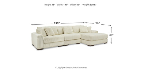 Lindyn Ivory 3-Piece Sectional with Ottoman from Ashley Furniture - Luna Furniture
