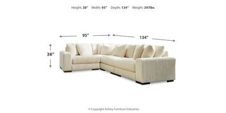 Lindyn Ivory 4-Piece Sectional with Ottoman from Ashley Furniture - Luna Furniture
