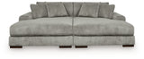 Lindyn Fog Super Chaise with Oversized Swivel Chair from Ashley Furniture - Luna Furniture