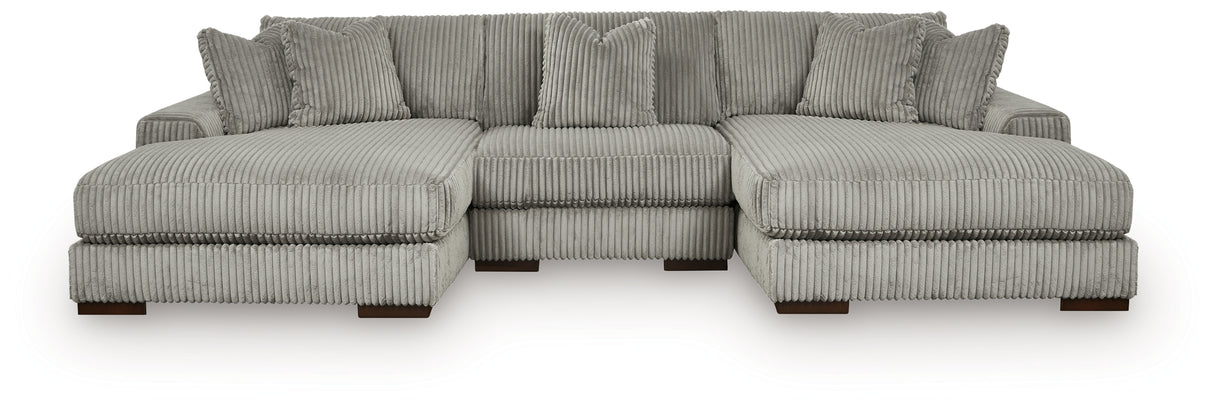 Lindyn Fog 3-Piece Sectional with Double Chaise from Ashley - Luna Furniture