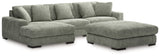 Lindyn Fog 3-Piece Sectional with Ottoman from Ashley Furniture - Luna Furniture