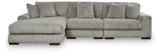 Lindyn Fog 3-Piece Sectional and Oversized Swivel Accent Chair from Ashley - Luna Furniture