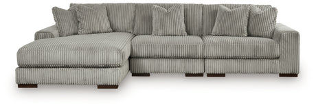 Lindyn Fog 3-Piece Sectional and Oversized Swivel Accent Chair from Ashley Furniture - Luna Furniture