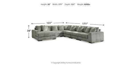 Lindyn Fog 6-Piece Sectional with Ottoman from Ashley - Luna Furniture