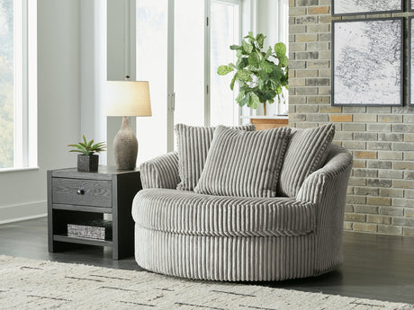 Lindyn Fog Oversized Swivel Accent Chair from Ashley - Luna Furniture