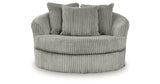 Lindyn Fog 3-Piece Sectional and Oversized Swivel Accent Chair from Ashley - Luna Furniture