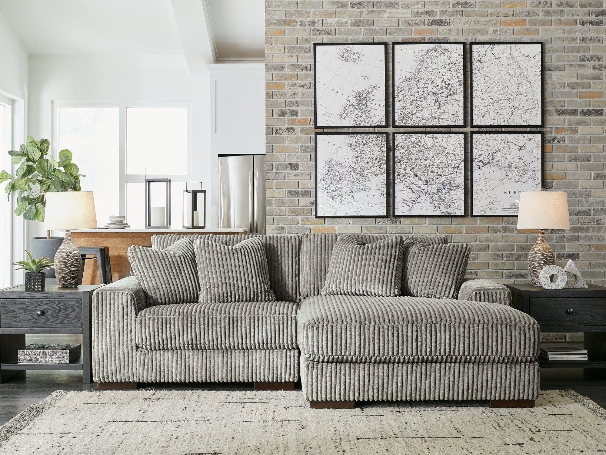 Ashley Lindyn Fog 2-Piece RAF Chaise Sectional – Luna Furniture