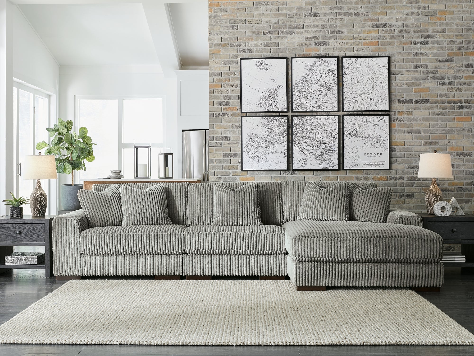 Ashley Lindyn Fog 3-Piece RAF Chaise Sectional – Luna Furniture