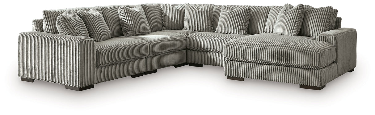 Lindyn Fog 5-Piece RAF Chaise Sectional from Ashley - Luna Furniture