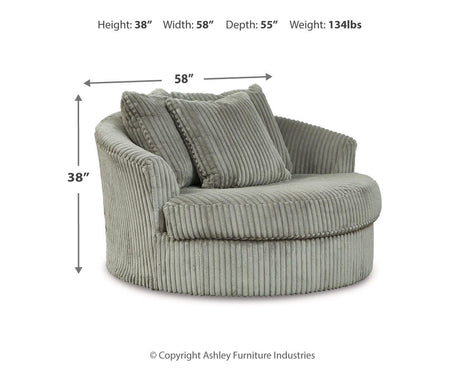 Lindyn Fog Oversized Swivel Accent Chair from Ashley - Luna Furniture