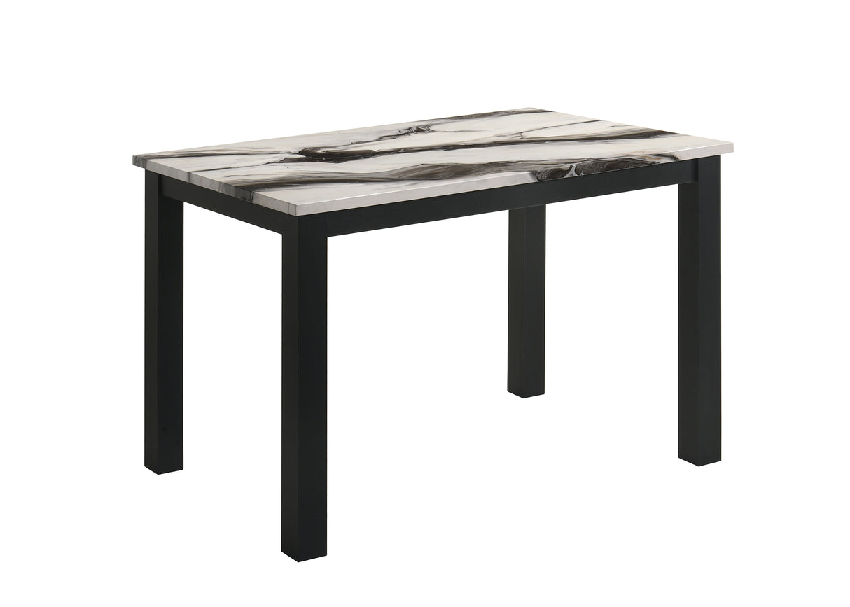 Resia Black/Brown 5-Piece Faux Marble Dining Set from Crown Mark - Luna Furniture