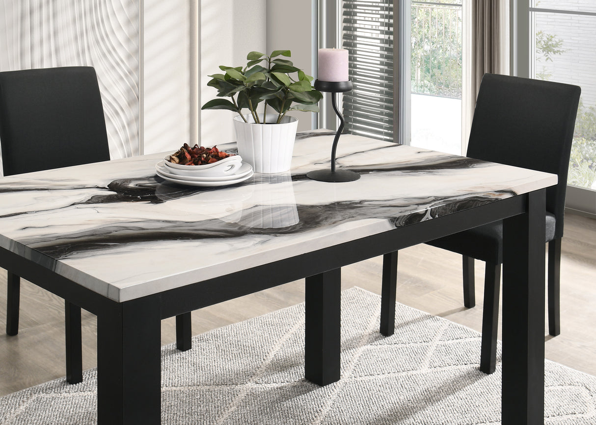 Resia Black/Brown 5-Piece Faux Marble Dining Set from Crown Mark - Luna Furniture