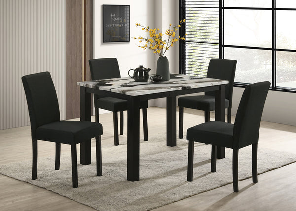 Resia Black/Brown Faux Marble Dining Table