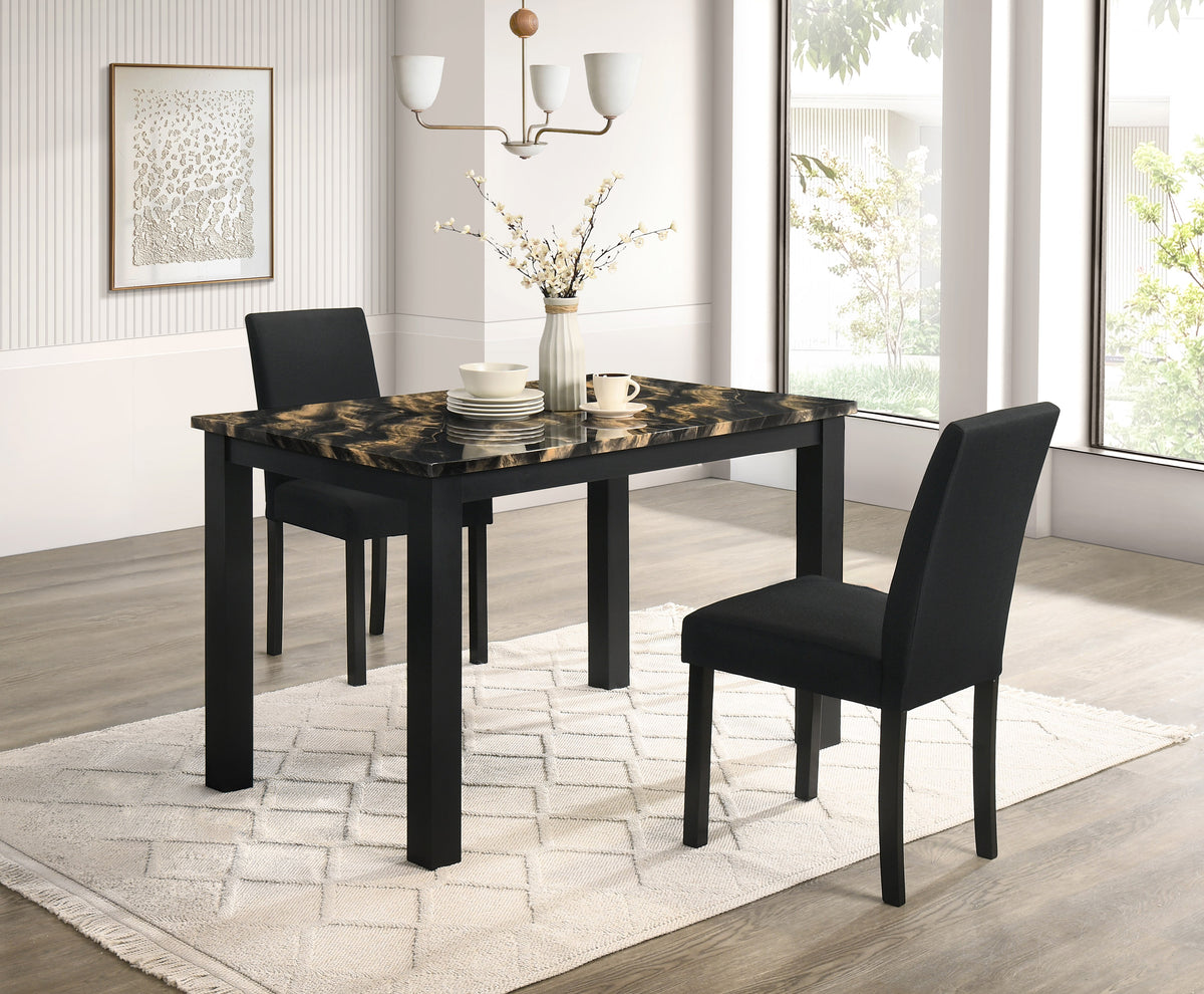 Resia Black/Gold Faux Marble Top Dining Table from Crown Mark - Luna Furniture