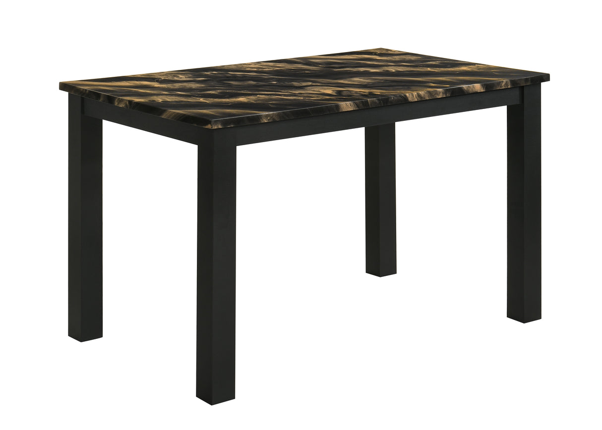 Resia Black/Gold Faux Marble Top Dining Table