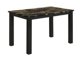 Resia Black/Gold Faux Marble Top Dining Table