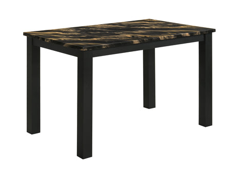 Resia Black/Gold 5-Piece Faux Marble Top Dining Set from Crown Mark - Luna Furniture