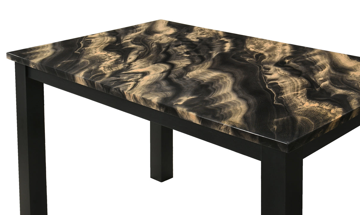 Resia Black/Gold Faux Marble Top Dining Table