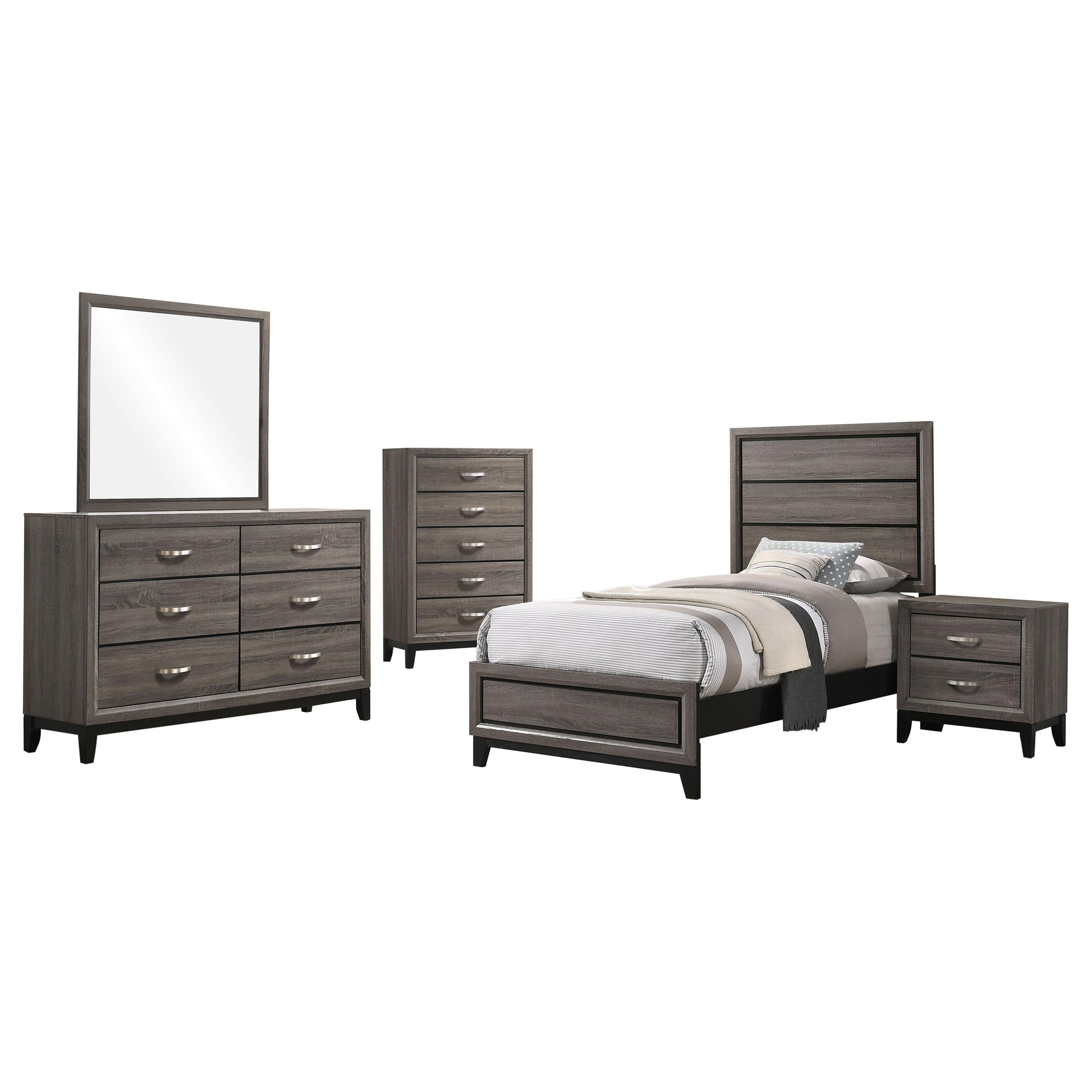 Watson 5-piece Twin Panel Bedroom Set Grey Oak - Luna Furniture