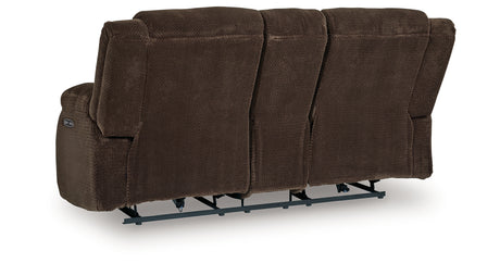 Observation Chocolate Power Reclining Loveseat with Console from Ashley - Luna Furniture