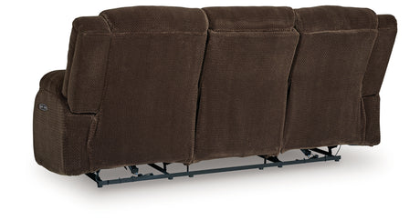 Observation Chocolate Power Reclining Sofa with Drop Down Table from Ashley Furniture - Luna Furniture