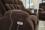Observation Chocolate Power Reclining Loveseat with Console from Ashley - Luna Furniture