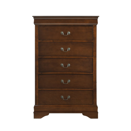 Mayville Brown Cherry 5-Piece Bedroom Set (Queen Bed, Nightstand, Dresser, Mirror, Chest) from Homelegance - Luna Furniture