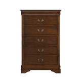 Mayville Brown Cherry 4-Piece Bedroom Set (Queen Bed, Nightstand, Dresser, Mirror)