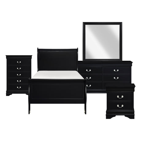 Mayville Black 4-Piece Youth Bedroom Set (Twin Bed, Nightstand, Dresser, Mirror) from Homelegance - Luna Furniture