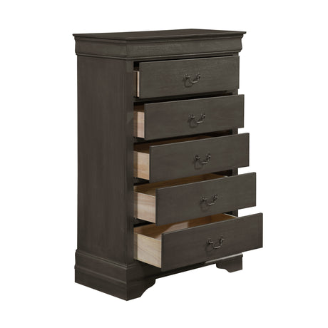Mayville Stained Gray 5-Piece Youth Bedroom Set (Twin Bed, Nightstand, Dresser, Mirror, Chest) from Homelegance - Luna Furniture