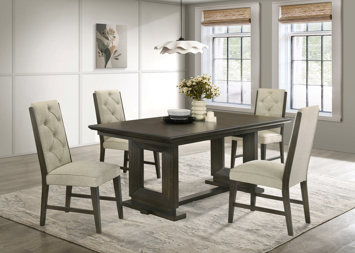 Herbert Espresso/Beige Extendable Dining Set from Crown Mark - Luna Furniture