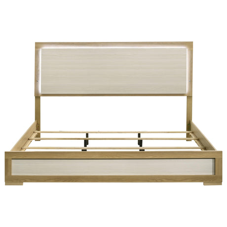 Hyland Natural Eastern King Panel Bed LED Headboard from Coaster - Luna Furniture