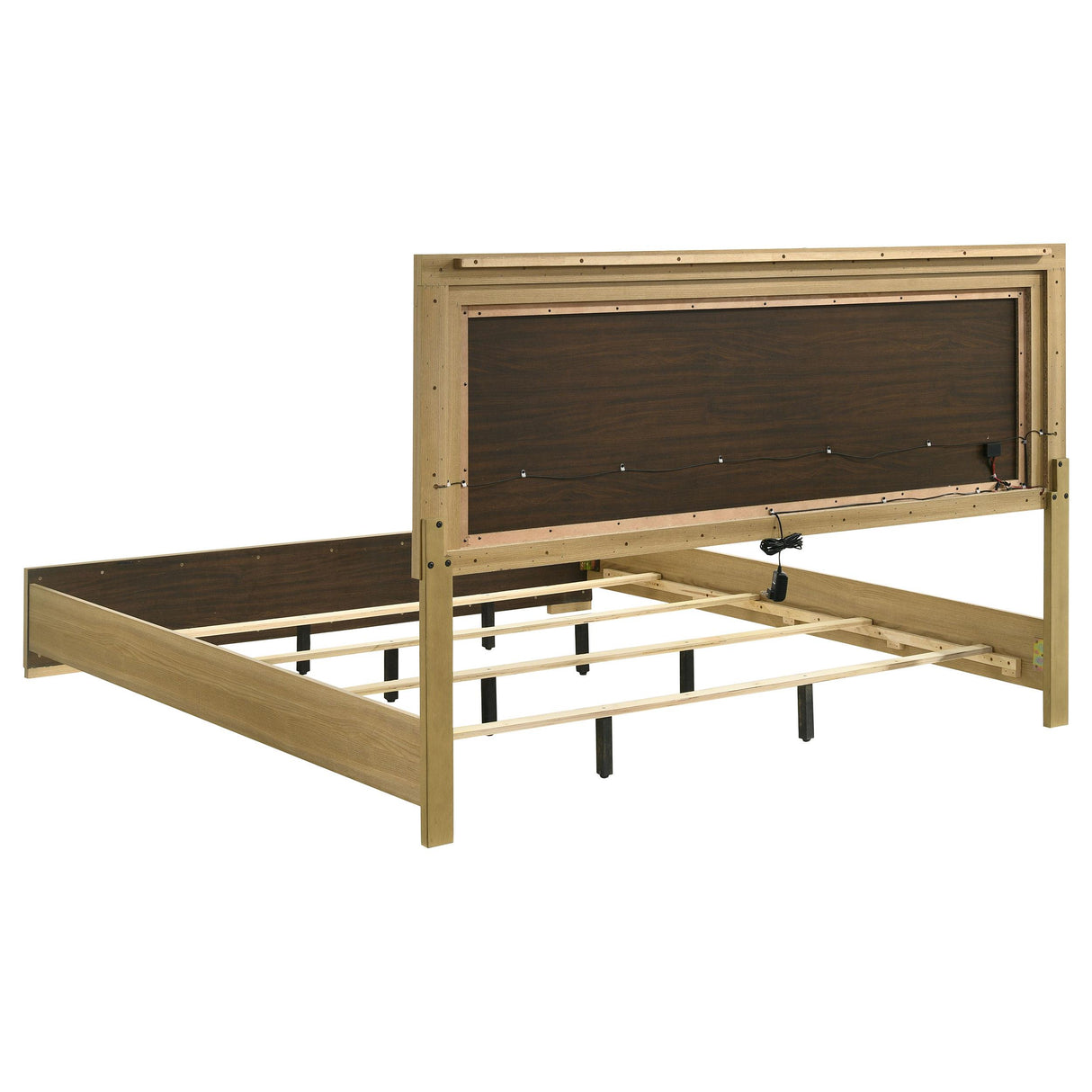 Hyland Natural Eastern King Panel Bed LED Headboard from Coaster - Luna Furniture