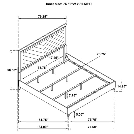 Cassia White High Gloss 5-Piece Eastern King LED Bedroom Set from Coaster - Luna Furniture