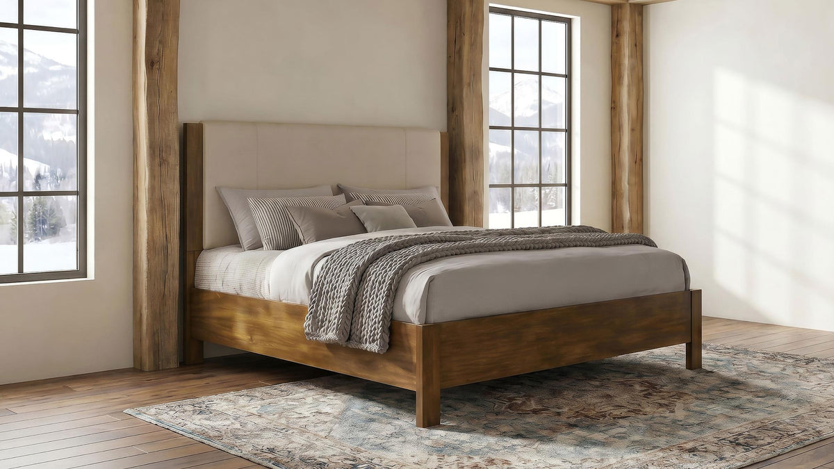 Adderley Warm Brown and Cream Eastern King Wood Panel Bed from Coaster - Luna Furniture