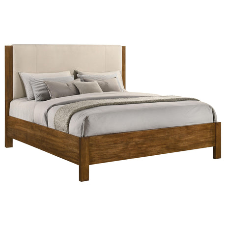 Adderley Warm Brown and Cream Eastern King Wood Panel Bed from Coaster - Luna Furniture