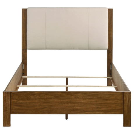 Adderley Warm Brown and Cream Queen Wood Panel Bed from Coaster - Luna Furniture