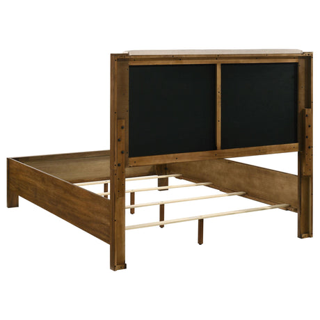 Adderley Warm Brown and Cream Queen Wood Panel Bed from Coaster - Luna Furniture