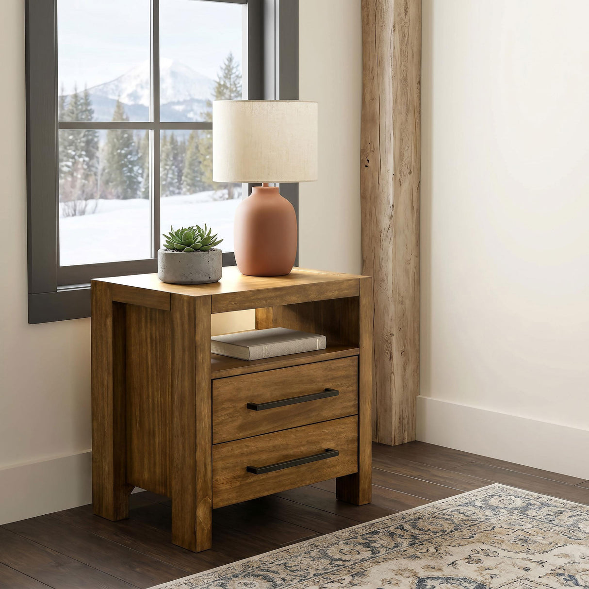 Adderley Warm Brown 2-drawer Nightstand Bedside Table from Coaster - Luna Furniture