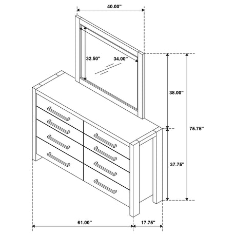 Adderley Warm Brown 8-drawer Bedroom Dresser and Mirror from Coaster - Luna Furniture