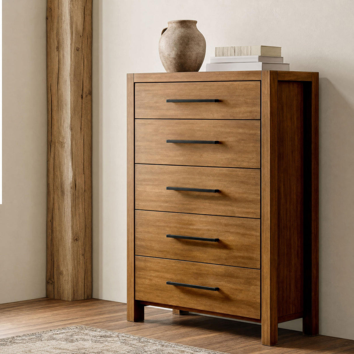 Adderley Warm Brown 5-drawer Bedroom Chest of Drawers from Coaster - Luna Furniture