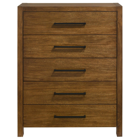 Adderley Warm Brown 5-drawer Bedroom Chest of Drawers from Coaster - Luna Furniture