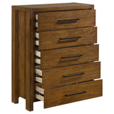 Adderley Warm Brown 5-drawer Bedroom Chest of Drawers from Coaster - Luna Furniture