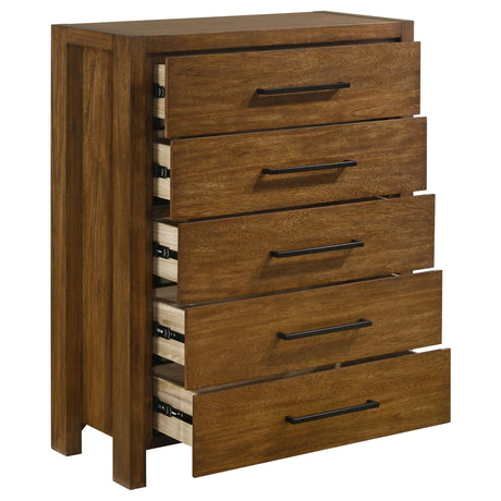 Adderley Warm Brown 5-drawer Bedroom Chest of Drawers from Coaster - Luna Furniture