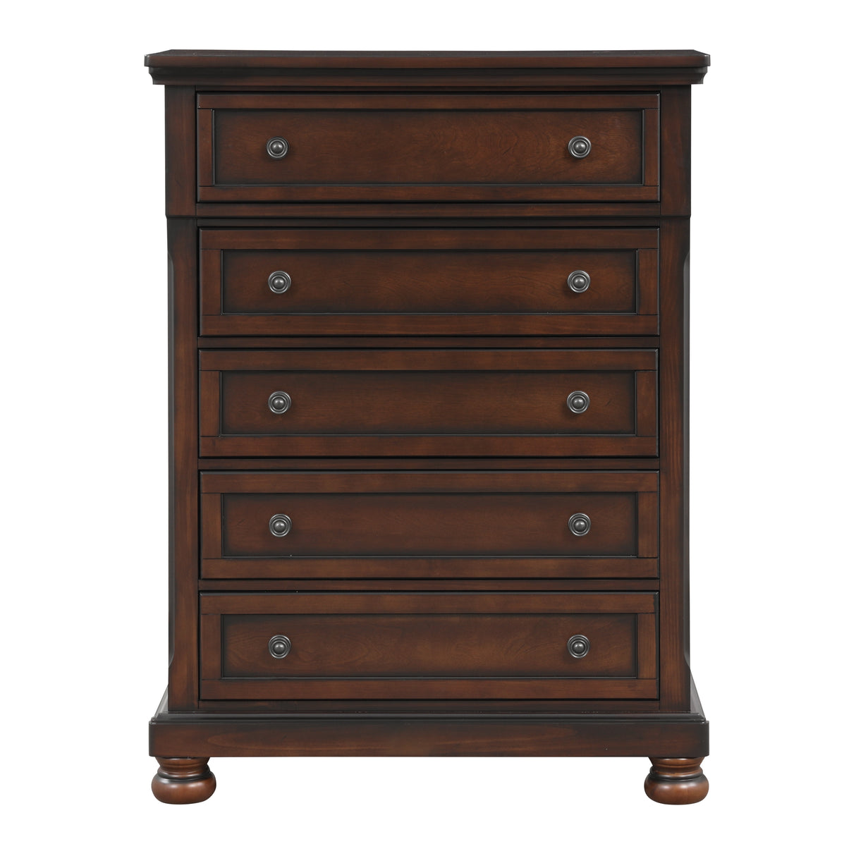 Cumberland Brown Cherry 5-Piece Bedroom Set (Queen Bed, Nightstand, Dresser, Mirror, Chest) from Homelegance - Luna Furniture